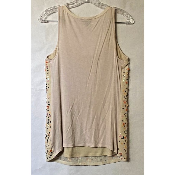 Express Tank Top Womens Small Cream with Multicolor Sequins Front Lined READ - Picture 2 of 12